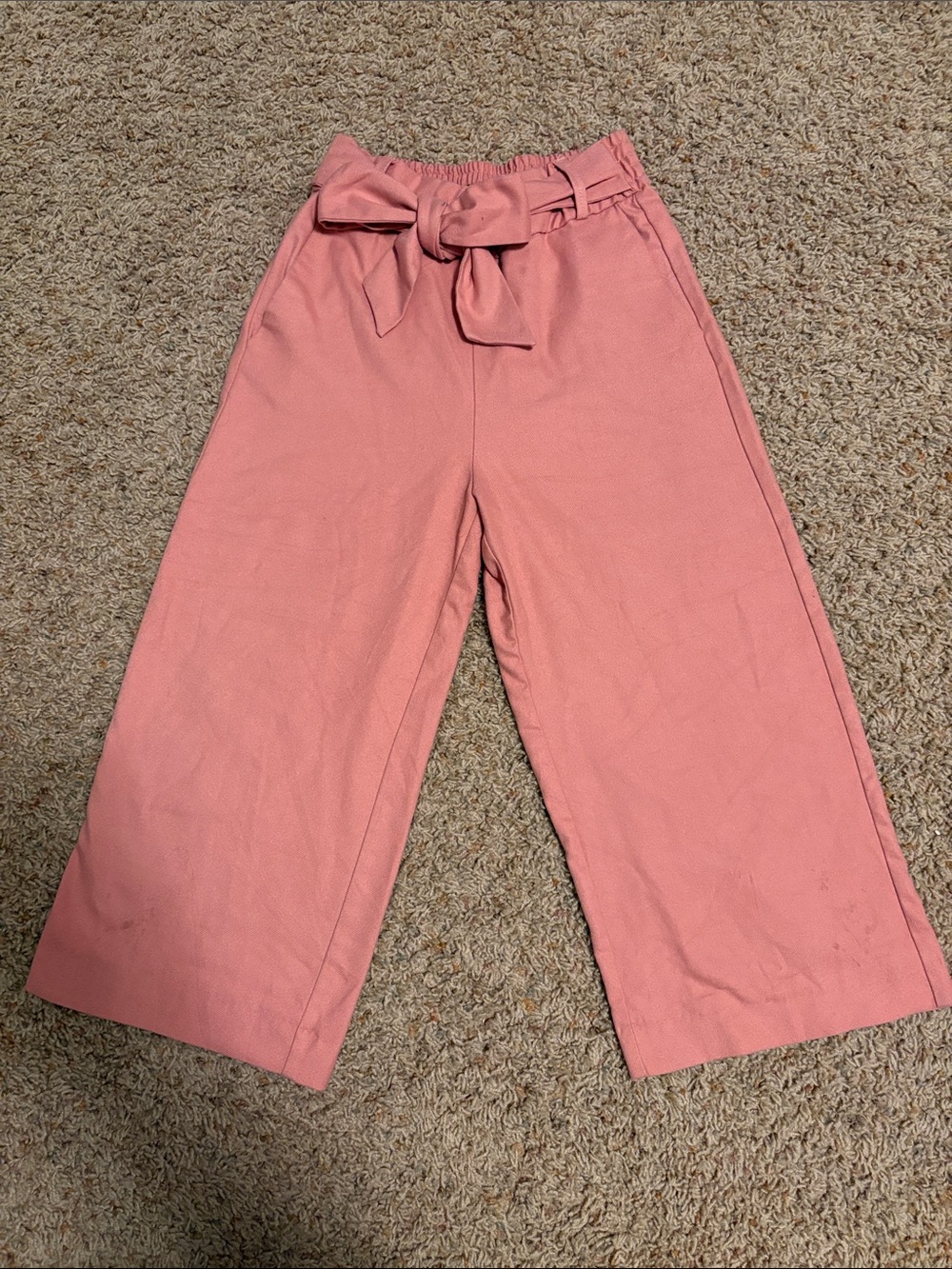 Zara Pink Paperbag-Waist Wide Leg Pants with Tie Belt